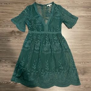 Haute Monde Embroidered Emerald Dress